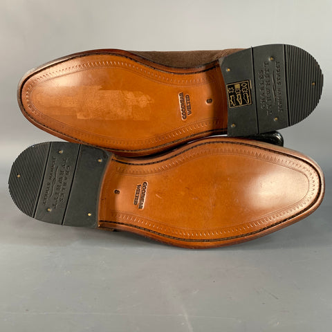CHARLES TYRWHITT Size 9 Parker Brown Perforated Suede Oxford Lace-Up Shoes