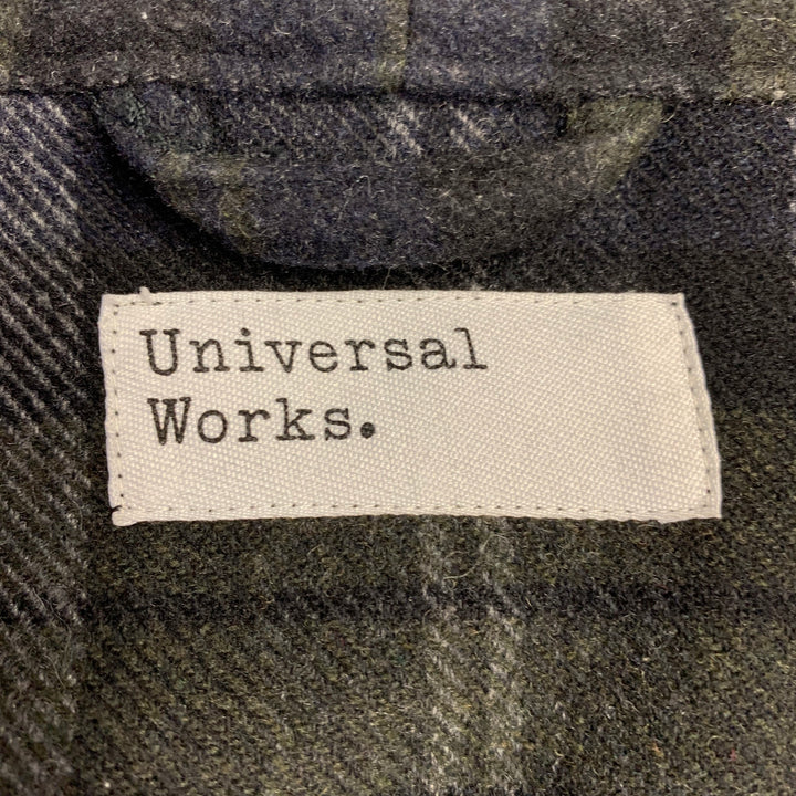 UNIVERSAL WORKS Size XL Black Grey Olive Plaid Wool Blend Jacket