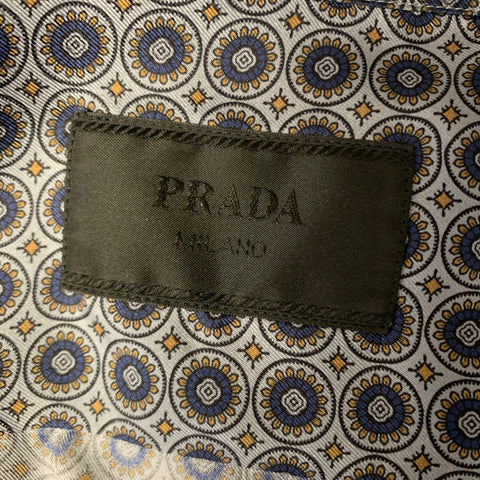 PRADA Size M Grey Navy & Gold Circles Silk Camp Short Sleeve Shirt
