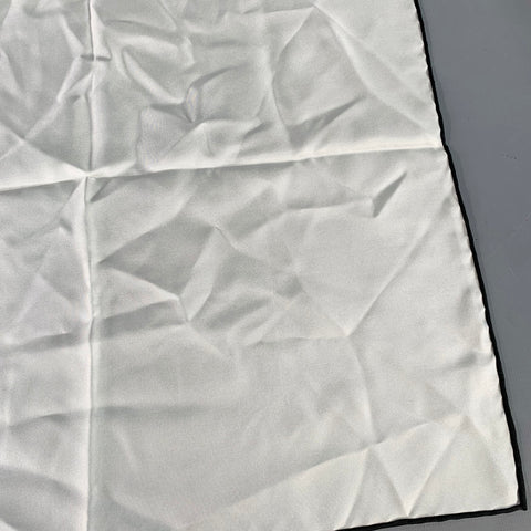 TOM FORD White Black Logo Silk Pocket Square