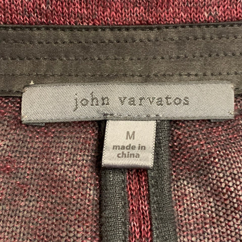 JOHN VARVATOS Size M Burgundy Linen Cotton Metallic Notch Lapel Cardigan
