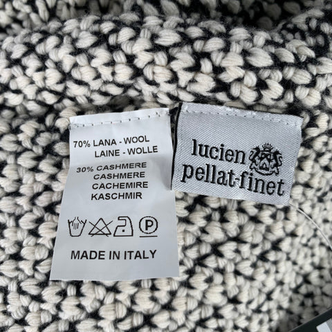 LUCIEN PELLAT-FINET Black White Knit Wool Cashmere Blend Scarf