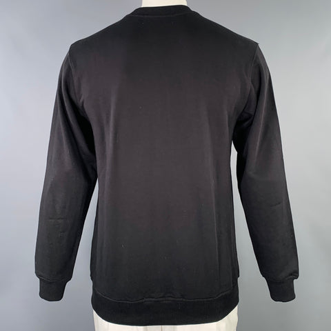 LACOSTE Size L Black Green Cotton Large Patch Sweatshirt