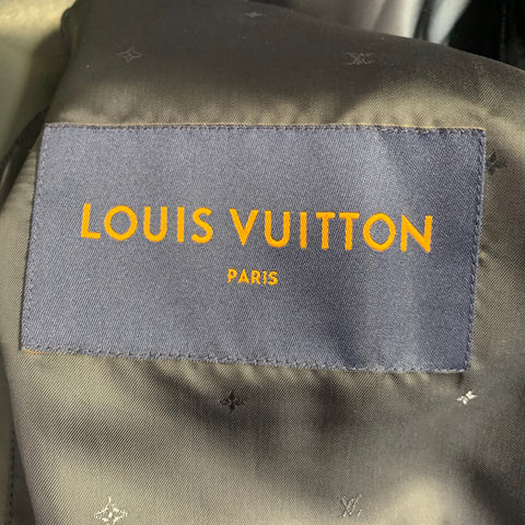 LOUIS VUITTON Size 40 Navy Textured Bull Leather Zip Up Blouson Jacket