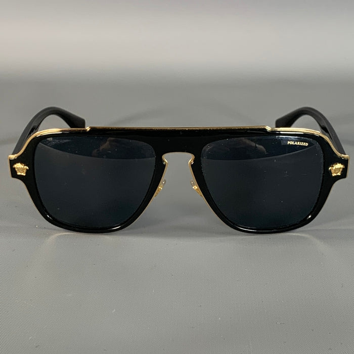 VERSACE Black Gold Solid Sunglasses