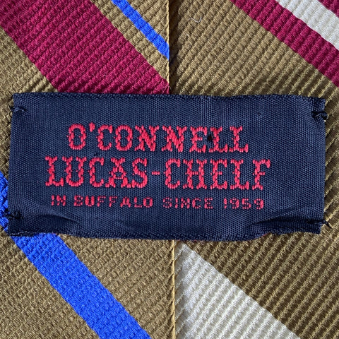 O'CONNELL'S Gold Red Diagonal Stripe Twill Tie