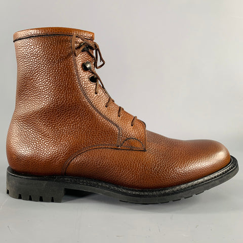 CHURCH'S Size 7.5 -Wick Fur- Brown Pebble Grain Leather Boots