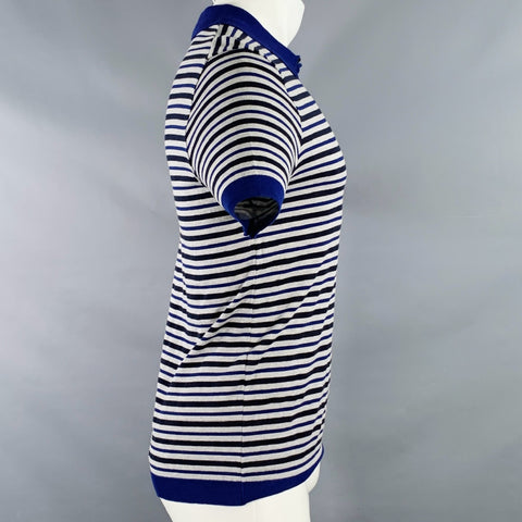JIL SANDER Size S Grey Purple Black Stripe Contrast Trim Polo