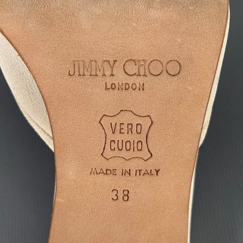 JIMMY CHOO Size 8 Cream Silk Mules Pumps