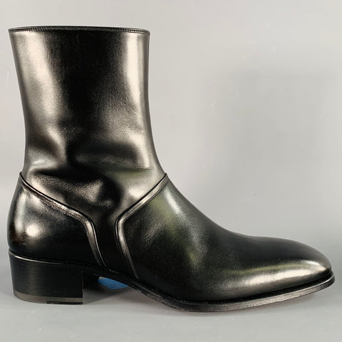 TOM FORD Size 10 Black Leather Side Zipper Boots