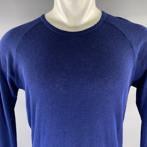 HAIDER ACKERMANN Size S Blue Ribbed Knit Wool Blend Raglan Pullover