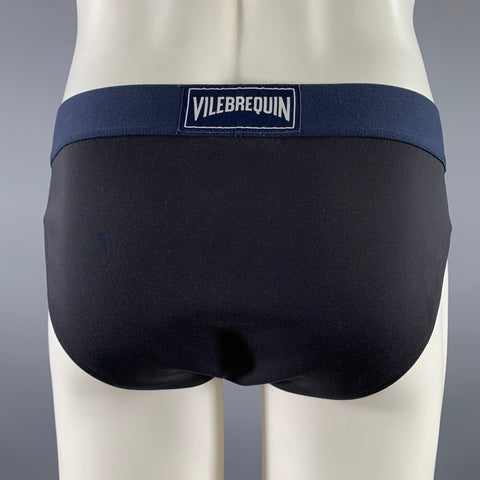 VILEBREQUIN Size L Black Navy Polyamide Elastane Swim Brief