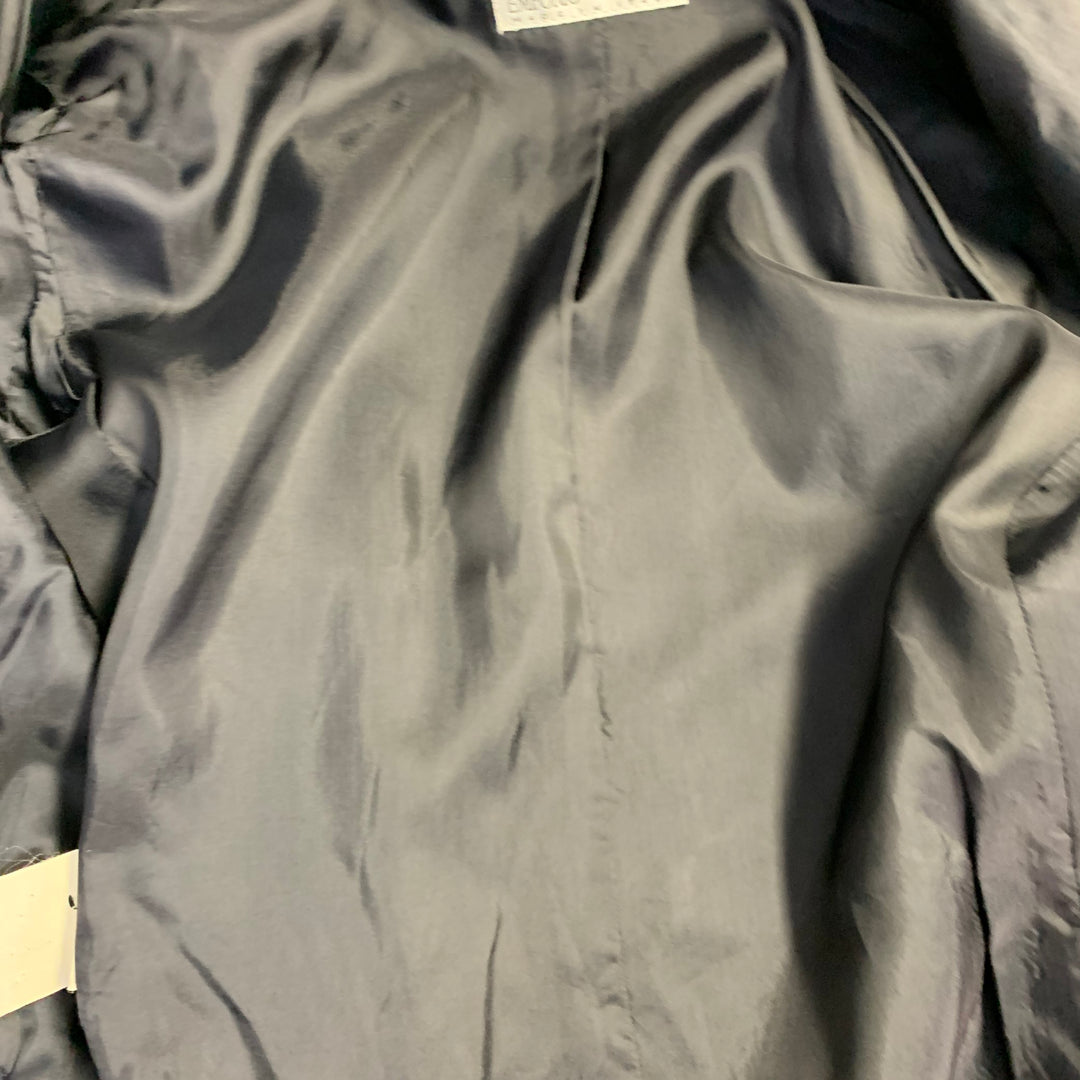 EMPORIO ARMANI Size 4 Navy Wool Blend Stripe Single Button Jacket Blazer