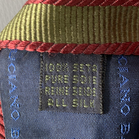 LUCIANO BARBERA Burgundy Olive Diagonal Stripe Silk Tie