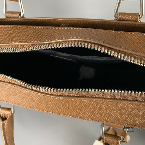 SANDRO -H19 Downtown Large- Brown Textured Leather Briefcase