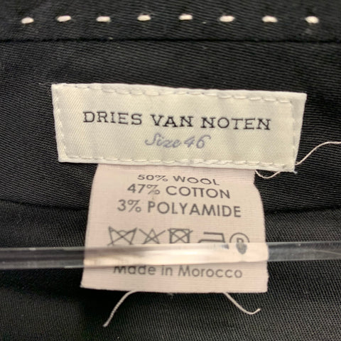 DRIES VAN NOTEN Size 30 Black Jacquard Wool Blend Flat Front Dress Pants