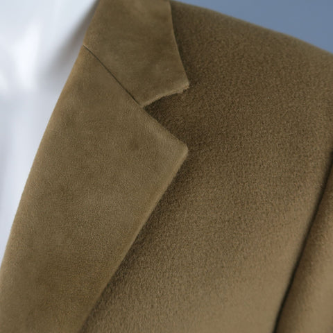 GIANNI VERSACE M Beige Wool Suede Notch Lapel Coat