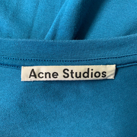 ACNE STUDIOS Size M Blue Teal Cotton Crew-Neck T-shirt