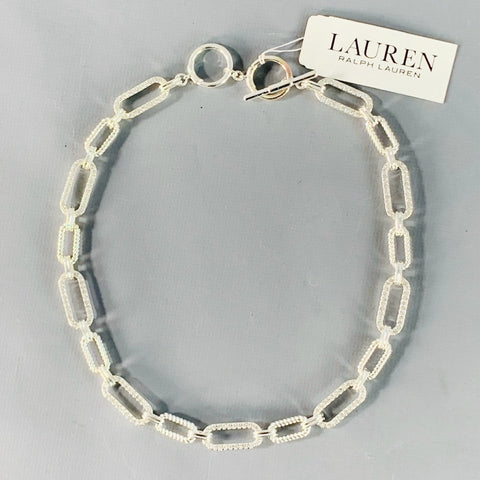 LAUREN by RALPH LAUREN Silver Chain Link Metal Rhinestones Necklace