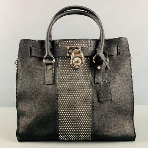 MICHAEL by MICHAEL KORS Black Studded Coated Canvas Tote Handbag