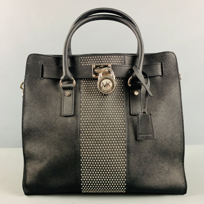 MICHAEL by MICHAEL KORS Black Studded Coated Canvas Tote Handbag