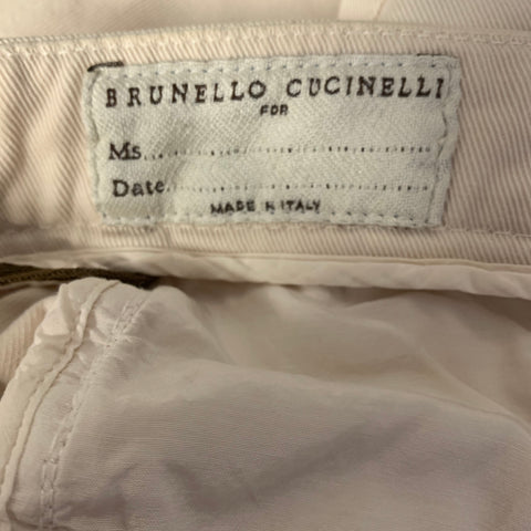 BRUNELLO CUCINELLI Size 6 White Cotton Blend Tapered Jeans