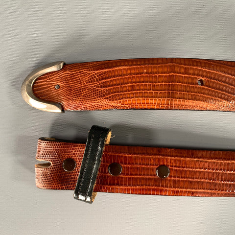 JAMES REID Brown Lizard Leather Belt
