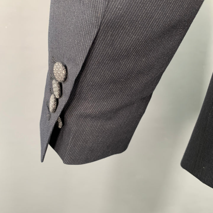 DOLCE & GABBANA Size 40 Grey Charcoal Pinstripe Cotton Sport Coat