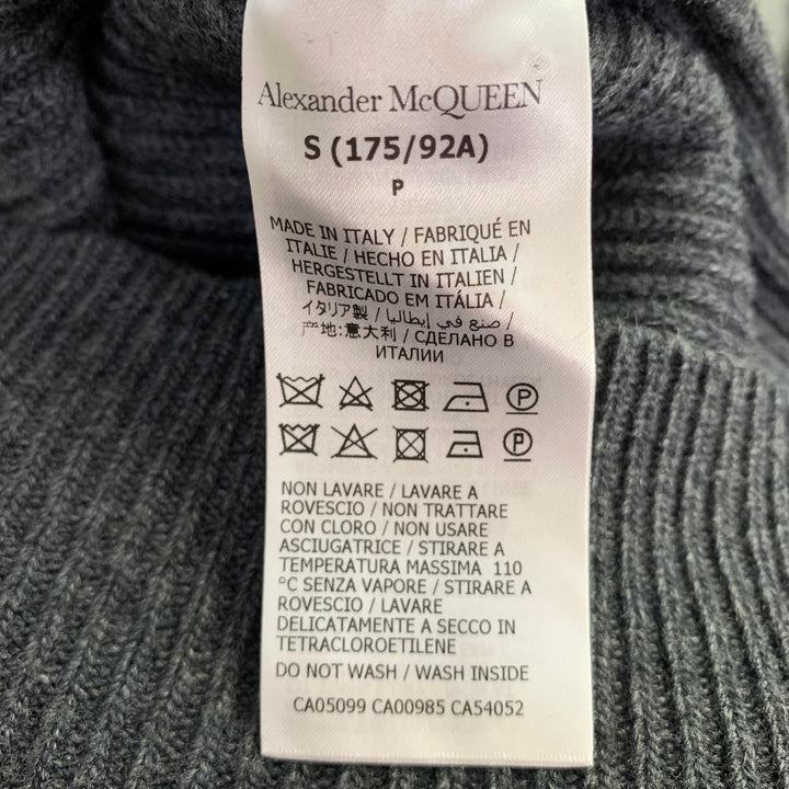 ALEXANDER MCQUEEN Size S Grey Knit Wool V-Neck Sweater