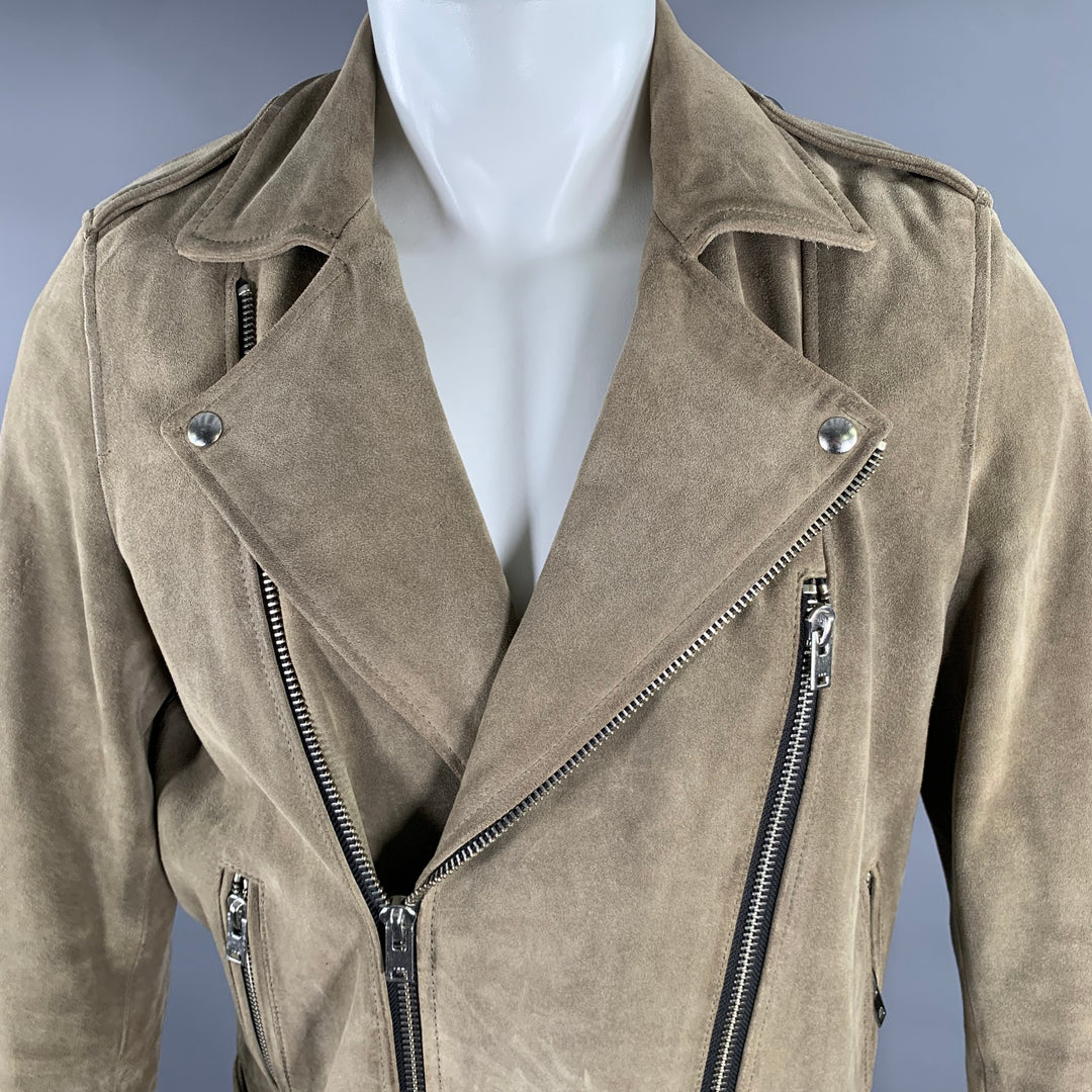 IRO Size M Beige Leather Motorcycle Jacket