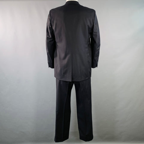 O'CONNELL'S Size 42 Long Navy Herringbone Wool Notch Lapel Suit
