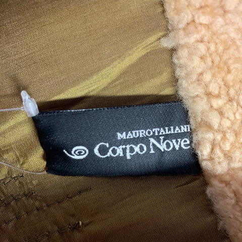 CORPO NOVE Size 42 Camel Leather Overcoat Coat