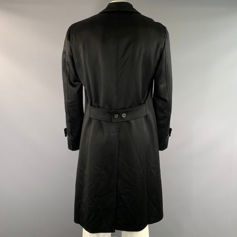 VERSACE Size 42 Black Wool & Cashmere Trench Coat