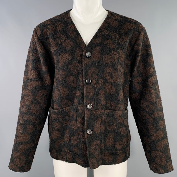 OUR LEGACY Size 36 Black Brown Animal Print Polyester Blend Two Pockets Cardigan