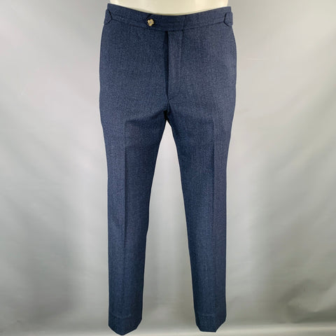 BECKETT & ROBB Size 34 Navy Virgin Wool Flat Front Dress Pants