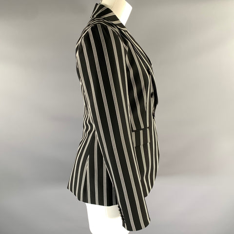 VERONICA BEARD Size 4 Black White Striped Polyester Viscose Blazer
