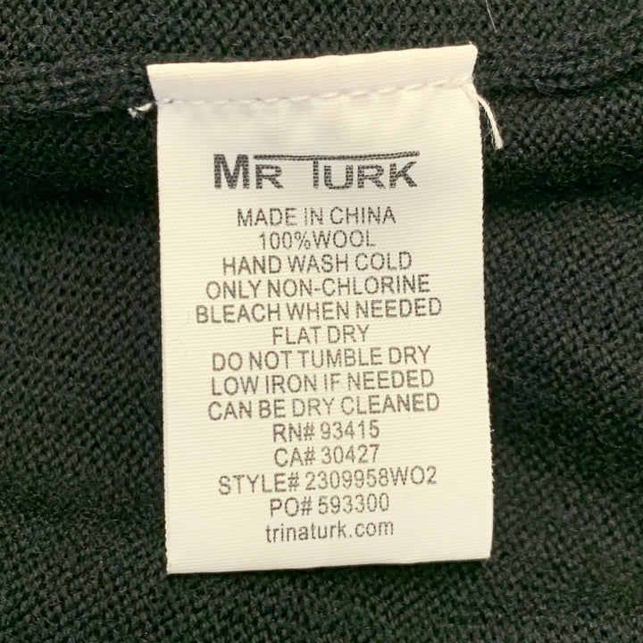 MR TURK Size XL Black Red Wool Heart V-Neck Pullover