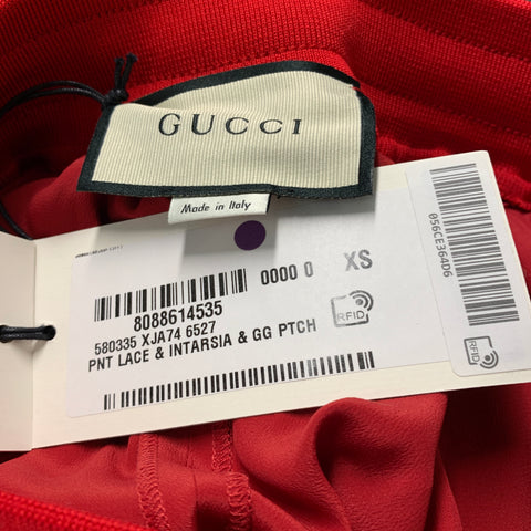 GUCCI Size XS Red Pink Floral Viscose Lace Up Shorts