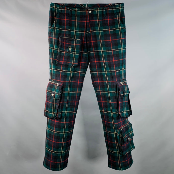 RALPH LAUREN Size 34 Green Red Plaid Wool Cargo Casual Pants