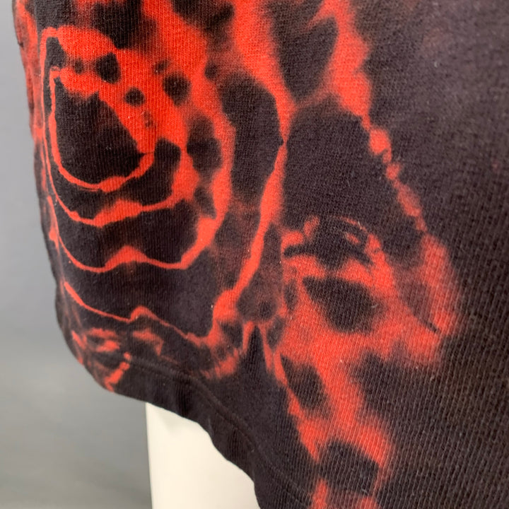 KAPITAL Size S Black Orange Tie Dye Cotton Oversized V-Neck Sweatshirt