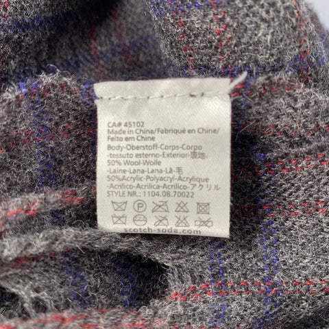 SCOTCH AND SODA Grey Navy Stripe Wool Blend Woven Scarf