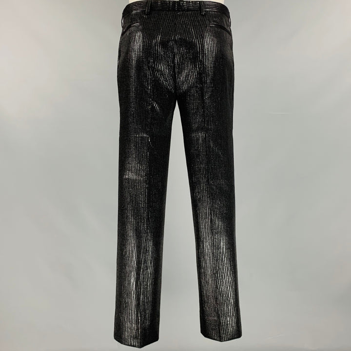 CoSTUME NATIONAL Size 42 Black Metallic Viscose Blend Peak Lapel Suit