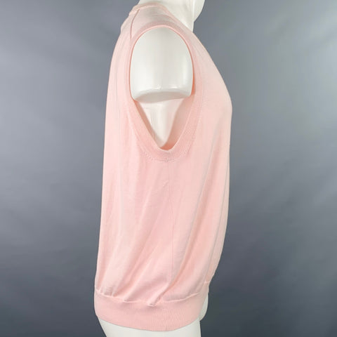 BROOKS BROTHERS Gilet de pull en coton rose col en V taille M