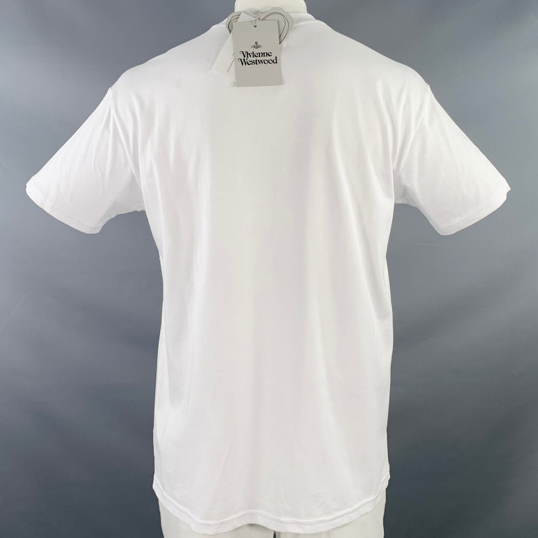 VIVIENNE WESTWOOD Size XL Summer Classic White Beige Logo Cotton Blend Crew Neck T-shirt