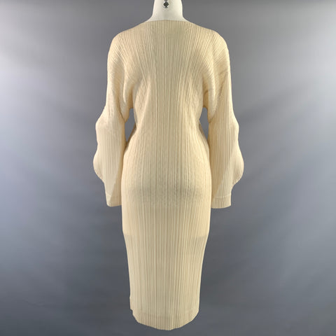 PLEATS PLEASE by ISSEY MIYAKE Size M Cream Polyester Pleated Maxi Dress