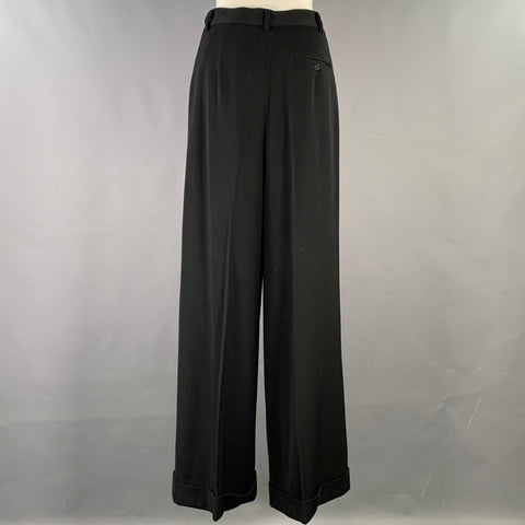 RALPH LAUREN Size 8 Black Wool Cuffed Dress Pants
