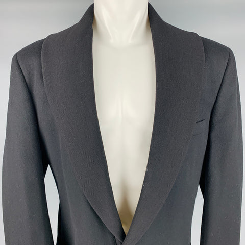 GIANNI VERSACE Size 40 Black Wool Shawl Collar Jacket