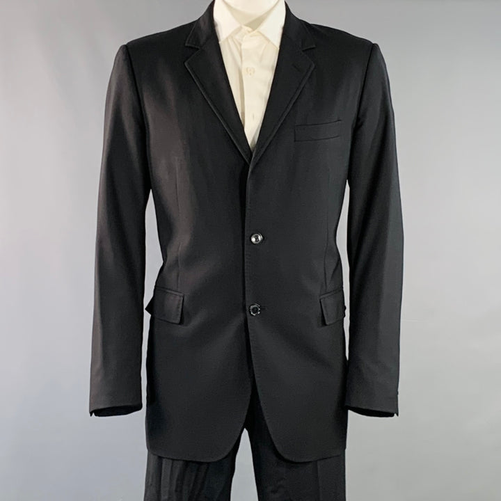 DOLCE & GABBANA Size 46 Black Virgin Wool Blend Notch Lapel Suit