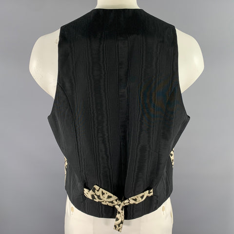 L'ESCALIER D'ARGENT Size 46 Gold Black Damask Jacquard Vest