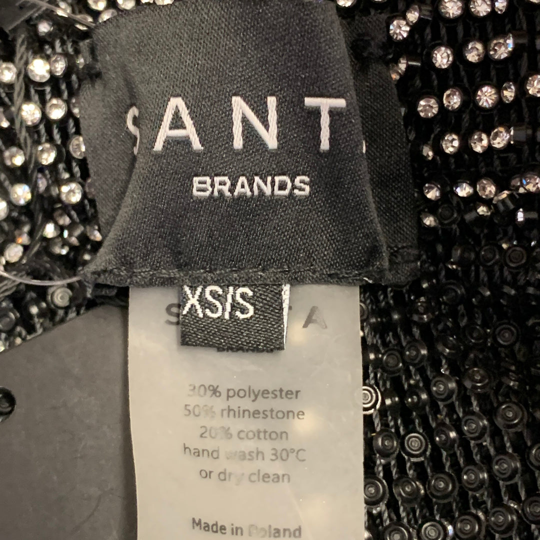 SANTA BRANDS Size XS/S Black Silver Polyester Blend Rhinestones Straight Casual Pants